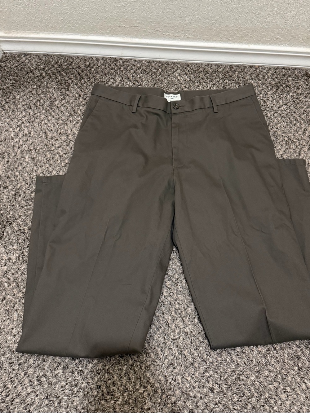 Dockers Men’s Straight Fit Pants 38x34 Dark Brown Khaki Chino Dress Casual